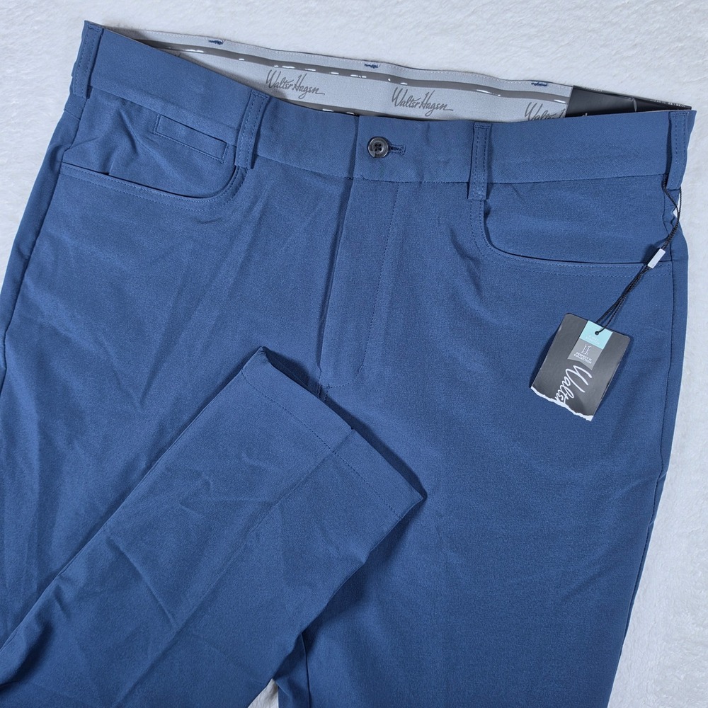 NEW Walter Hagen Perfect 11 Mens 36/32 Blue Stretch Slim Fit Golf Pants MGA15107